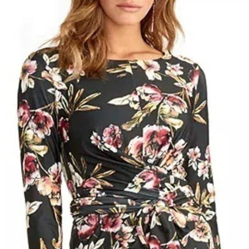 Rachel Roy Women's Stella Floral Print Tie Back Midi Dress, Size Small